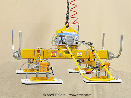 ANVER Air Powered Vacuum Generator with Four Pad Lifting Frame for Lifting & Handling Steel Sheet 10 ft x 6 ft (3.1 m x 1.8 m) up to 2000 lb (907 kg)